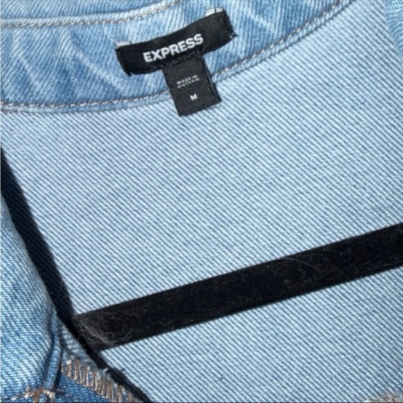 Express Denim Jumpsuit Button Front Utility Romper 90s/Y2K Minimalist One Piece - Picture 3 of 6